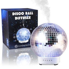 SCANDINORDICA SCANDINORDICA Disco Ball Diffuser - Original Rotating Disco Essential Oil Diffuser with Whisper Quiet Operation, 14 Color Night Light & 4Time Settings | Cute Eclectic Home Decor for Medium Room Silver