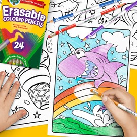 Crayola Erasable Colored Pencils, Kids At Home Activities, 24 Count, Assorted, Long
