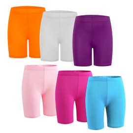 Coralup Girls Shorts Bike Shorts Summer Solid Color Pack of 6