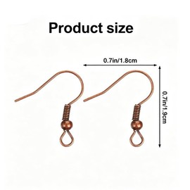 100Pcs Red Copper Earring Hooks, 20×17mm Copper Earrings with Ball and Coil Wires Earring Hooks for Jewelry Making DIY Jewelry Hooks Supplies Earrings Parts