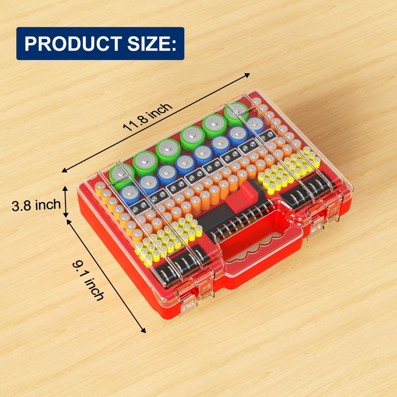 Yeenhoopy Battery Organizer Storage Holder Box Case with Tester, Stores