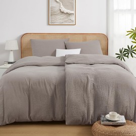 Muslin Bed Linen 135 x 200 cm 4-Piece Oeko-Tex Bed Linen Cotton Brown Extra Soft and Breathable Bed Linen Sets 4-Piece 2 Duvet Covers 135 x 200 + 2 Pillowcases 80 x 80 cm All with Zip