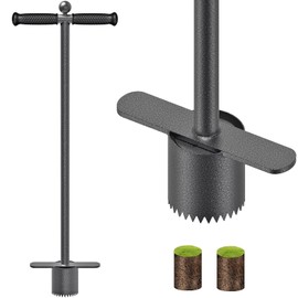 Dolibest Sod Plugger Tool, Grass Plugger Tool with Dual Pedals, Bulb Planter W/Sharp Serrations and Non-Slip Soft Grip Handle, for Lawn Planting Bulbs and Grass Repair (No Assembly)