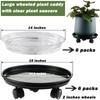 6 Packs 15” Extra-large Plant Caddy Plant Saucers on Wheels