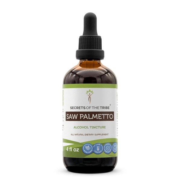 Saw Palmetto Tincture Alcohol Extract, Saw Palmetto (Serenoa Repens) Dried Berry Tincture Supplement 4 OZ