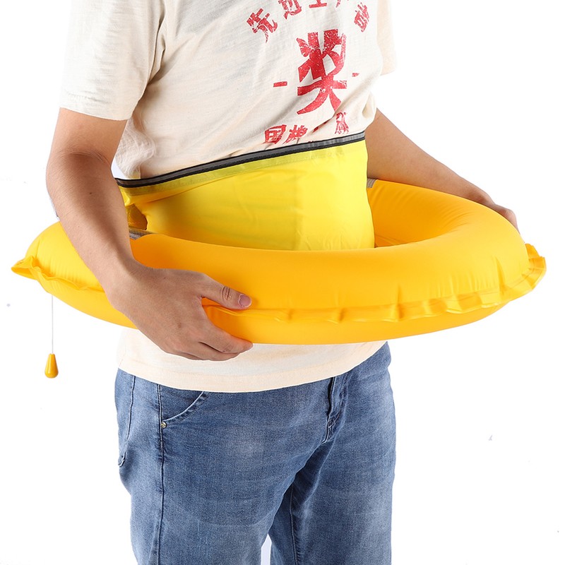 Adjustable Inflatable Life Jacket Belt With Reflective Tapes and Whistle(Yellow)