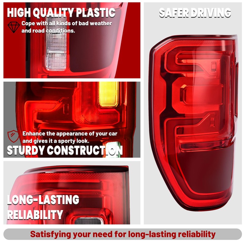 HECASA LED Tail Lights Assembly Compatible with 2019-2023 Ford Ranger