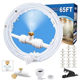 Mister System for Outside patio 65Ft (20M), Outdoor Misting System, Patio Misters for Cooling, Backyard Water Mister Kit for Waterpark, Garden, Greenhouse, Canopy, Porch, Umbrella, Gazebo, Trampoline