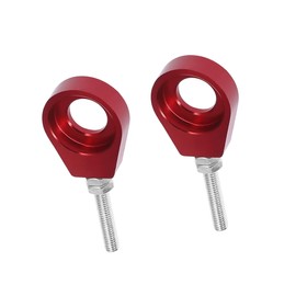 REPAIROCK 2pcs 15mm Dia Hole Red Silver Tone Metal Universal Chain Axle Adjuster Tensioner for Motorcycle Auto Replacement Parts