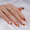 Hkanlre Uñas postizas almendradas brillantes, tamaño mediano, uñas postizas francesas
