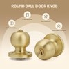 LOQRON Brushed Gold Keyed-NOT-Alike Ball Design Door Knob with Keys