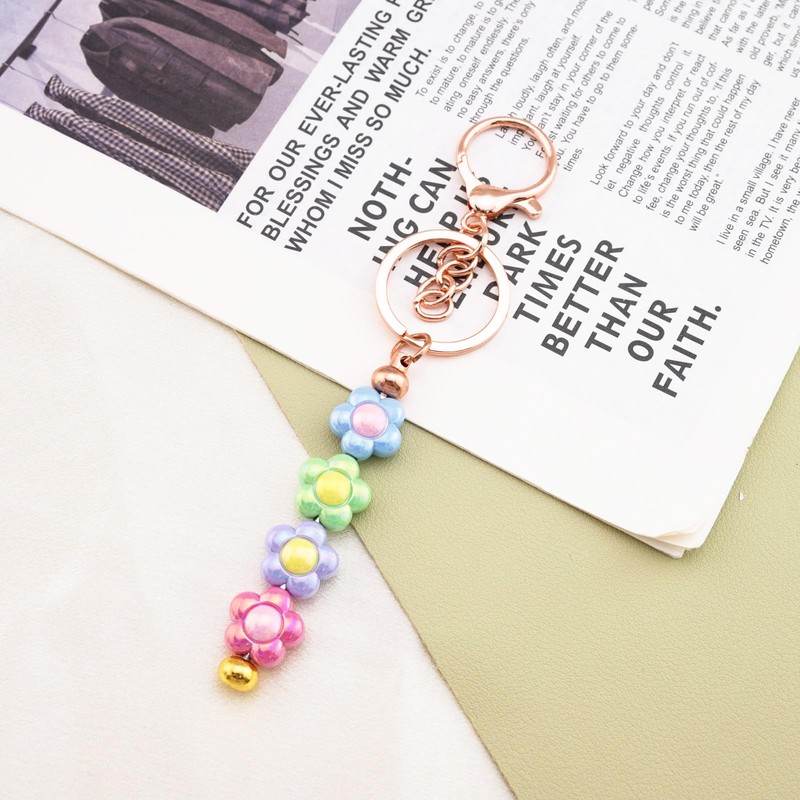 SUDIKUB Beadable Keychains Bulk 8pcs Blank Keychain Making Kit Keychains