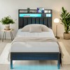 CLIBFENG Twin Bed Frame with Headboard,Classic Metal Platform Bed Frame-LED