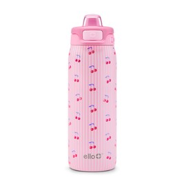 Ello Pop & Fill - Botella de agua de acero inoxidable de 18 onzas con tapa de llenado rápido | Botella aislada al aspiradora sin BPA con popote a prue