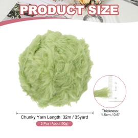 PATIKIL 35yds Faux Fur Yarn, 2 Skeins 0.4" OD 50g Soft Fuzzy Yarn Crochet Fluffy Chunky Polyester Plush Fur for Crocheting and Hand Knitting Shawls Hat Blanket Rug, Avocado