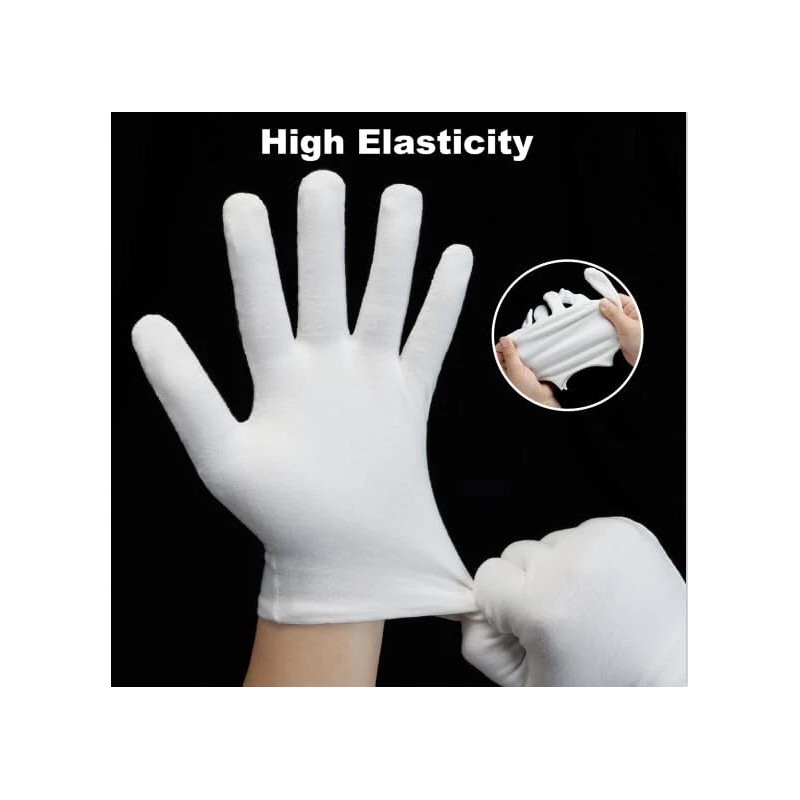 HIT 3 Pairs White Cotton Gloves For Dry Hands Sleeping