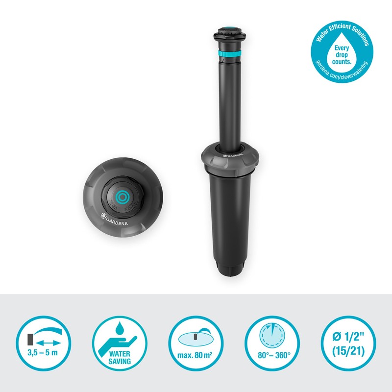 Gardena MD80 Pop-Up Sprinkler System, Pop-Up Irrigation System for Medium