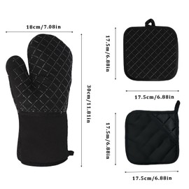 EHIOG Set of 6 oven gloves, oven gloves and pot holders, heat resistant up to 300 °C, oven gloves for kitchen, baking, BBQ, casserole dish and grilling