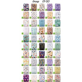Littles & Bloomz, Reusable Pocket Cloth Nappy, Fastener: Popper, Set of 1, Pattern 25, with 1 Bamboo Insert
