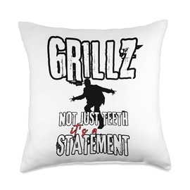 For man with grillz teeth woman with Grills teeth Throw Pillow