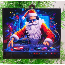 Generic DJ Santa Ornament Music Mixer Turntable Deejay Shock Jock Santa Claus Ornament