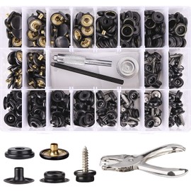 Canvas Snap Kit,CENOZ Marine Grade Stainless Steel Snaps,Screw Snaps,Boat Cover Snaps,Carpet snap kit with Setting Tool for Boat Cover Furniture (black-354PCS)