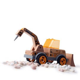 Udeas Convertible excavator wooden toy, children's toy from 3 years, construction vehicle toy