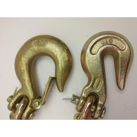Heavy Equipment Flatbed Binder Chains with Clevis Grab or Slip Hooks (Clevis Slip Hook w/Safety Latch & Grab Hook, 3/8" Grade 70 @ 10ft ea)