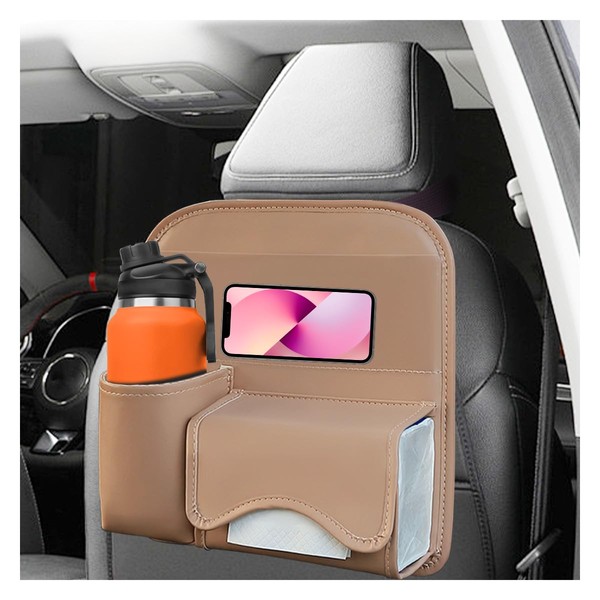 KITUREK Multifunctional Car Back Seat Organizer with Cup Holder, Tissue