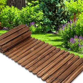 8 FT Roll Out Garden Pathway Straight - Non-Slip Wooden Walkway with Rounded Edges, Instant Outdoor Decoration