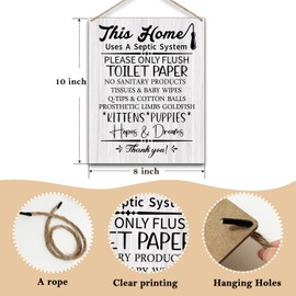 Toilet Wooden Sign, Housewarming Gift For Women Men Coworker Friend, Septic System Sign Back Of Toilet Decor Bathroom Decor Wall Art Funny Toilet Rules Sign Wall Sign Hanging Sign -10