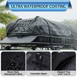 IDEALHOUSE 2024 New Rooftop Cargo Carrier Bag – 15 Cu Ft Heavy-Duty Robust Waterproof & Durable Storage Bag, Universal Fit with 8 Door Hooks