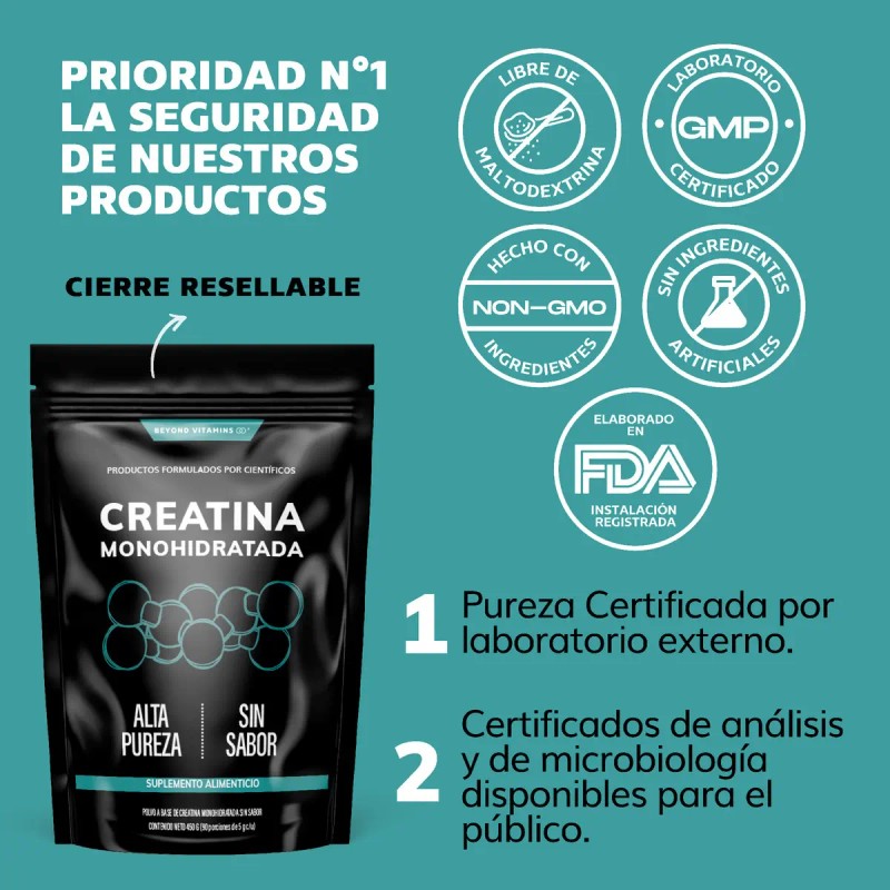 Creatina Monohidratada Micronizada Polvo Pre Workout 100 Alta Pureza Certificada