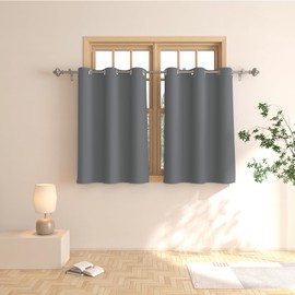 Tier Curtains 36 inch Room Darkening Kitchen Tiers Bathroom Short Curtain Triple Weave Small Cafe Curtains Window Treatment Set 2 Panels Grommet Top 36" Charcoal Grey