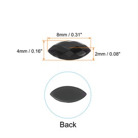 PATIKIL Marquise Gems, 300 Pcs 8x4mm Acrylic Rhinestones Flat Back Navette Horse Eye Crystal Gems for Jewelry Making DIY Craft, Black
