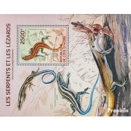 Prophila Collection Elfenbeinküste Block194A (kompl.Ausg.) postfrisch ** MNH 2014 Reptillien (Briefmarken für Sammler) Amphibien/Reptilien/Saurier