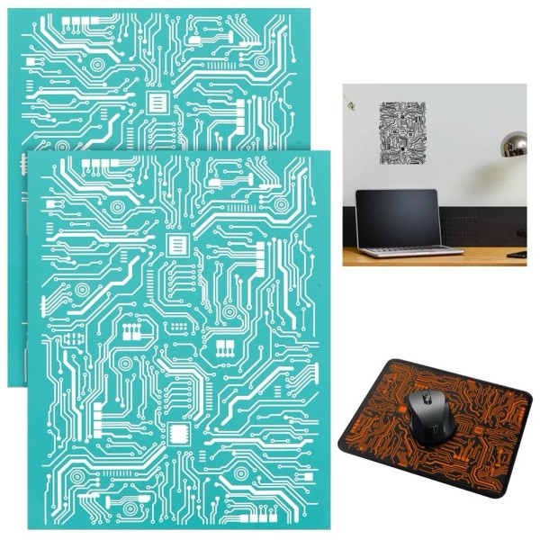INFUNLY 2-Piece Circuit Board Stencil Set - 8.5x11 Inch Adhesive
