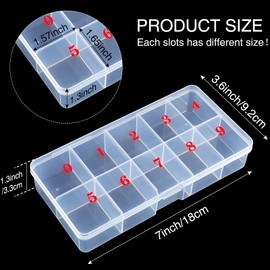 Jetec 2 Pieces Nail Tip False Empty Tips Organizer Storage Box with 10 Number Spaces Storage Case Container Nail Plastic Grid Box for Fingernail Crystal Jewelry Accessories(White)