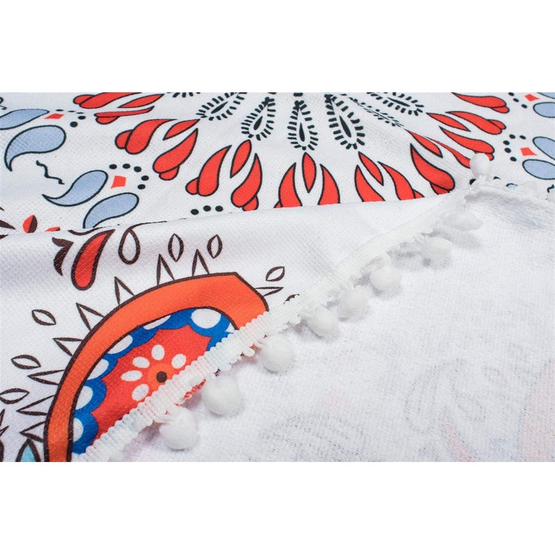 styleBREAKER Rectangular Beach Towel with Paisley Ornament Pattern and Pompom