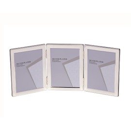 5 x 7-inch Silver Flat Edge TRIPLE PORTRAIT Photo Frames - Velveteen Backing - Tarnish Resistant (5 x 7-inch)