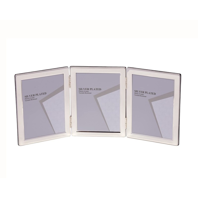 5 x 7-inch Silver Flat Edge TRIPLE PORTRAIT Photo Frames
