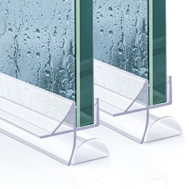 Pushglossy Shower Door Bottom Seal 2 Pcs 3/8" x 39.37" Frameless Glass Shower Door Sweep Seal Strip with Drip Rail, Stop Water Leaks