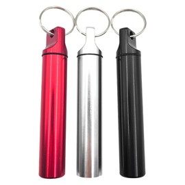 3Pcs Portable Toothpick Holder Metal Toothpick Holder Box Aluminum Alloy Toothpick Container with Keychain for Outdoor Camping Picnic Travel (Black, Silver, Red)