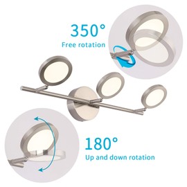 Joossnwell Modern LED Vanity Lights Nickel Finish, 3-Light Bathroom Lighting Fixtures 21.26" Inch 15W Metal Wall Sconces with Swing Arm Up and Down Lamps 4000K