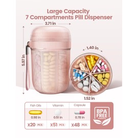 IDEERFIT Pill Box 7 Day Pill Box [Desiccant Chamber] [Light-Protected] [Airtight] [Dry Safe] [7 Compartments] Tablet Organiser Pill Box Medication Box Morning Noon Evening, Large (Green)