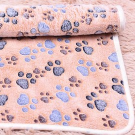 AIMALL Pet Mat Paw Print Cat Dog Puppy Fleece Soft Pet Blanket Bed Cushion SML Size- Cozy Bed Cushion Perfect for Travel, Couch, and Floor