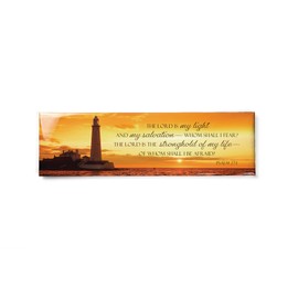 Large Christian Magnets for Refrigerator - Lighthouse: Ps 27:1, 6.8” x 2” Inspirational Bible Verse Magnets for Kitchen, Decorative Scripture Magnets for Fridge as Bible Verse Gifts