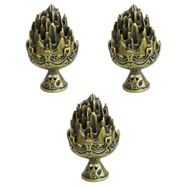 3 PCS Mini Brass Lotus Incense Holder, Small Flower Vintage Cone Incense Burner with Lid - Elegant Desktop Ash Catcher for Home, Office, Yoga, Meditation, Spa, Teahouse Decor (Bronze, 2.7×3cm)