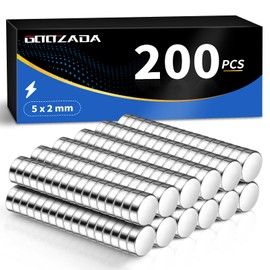 GOOZADA 200Pcs Tiny Cylinder Fridge Magnets, 5x2 mm Small Round Neodymium Magnets for Whiteboard, Silver Office Magnet for Photo, Science