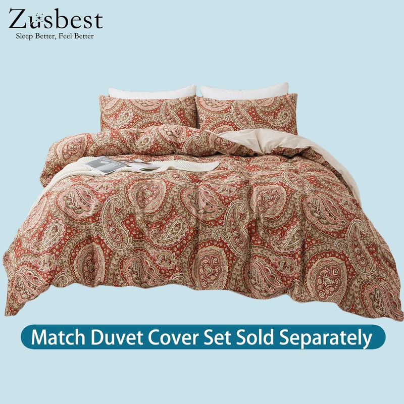 Zusbest Queen Size Bed Sheet Set 100% Cotton Burgundy Red